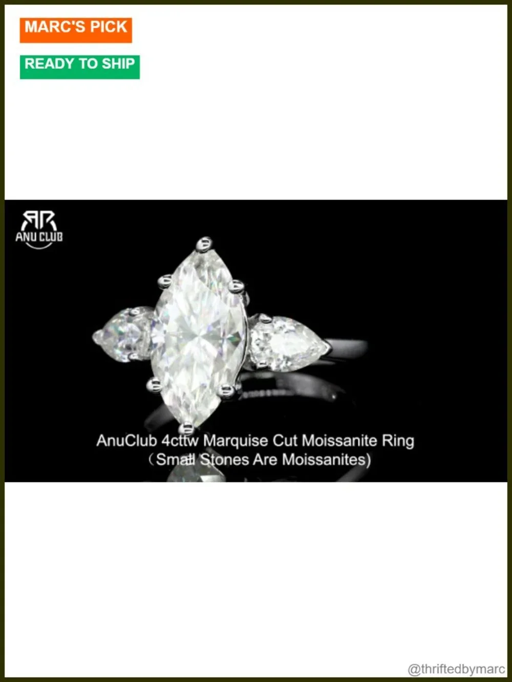 3.5cttw Moissanite 3 Stone Engagement Ring 925 Silver Plated